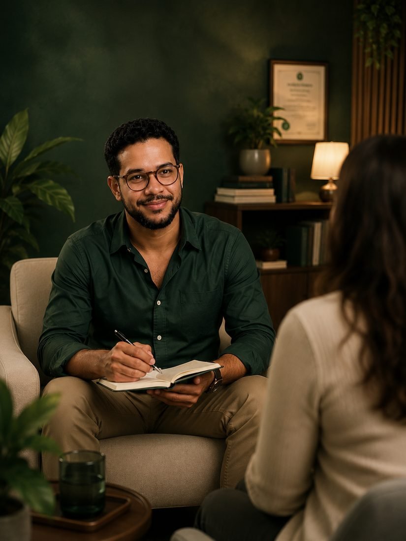 Foto do psicólogo no consultório